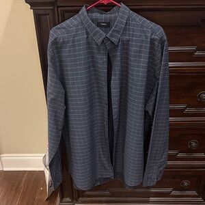 Theory Men's Navy Plaid Button-Down Shirt size XXL